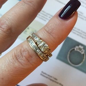 Diamond engagement ring and matching wedding band